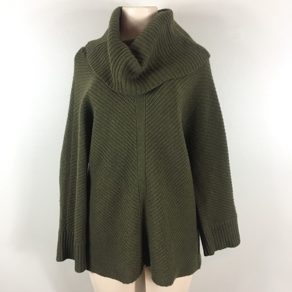 Eileen Fisher Sweaters - Eileen Fisher Olive Oversized Cowl Neck Sweater M